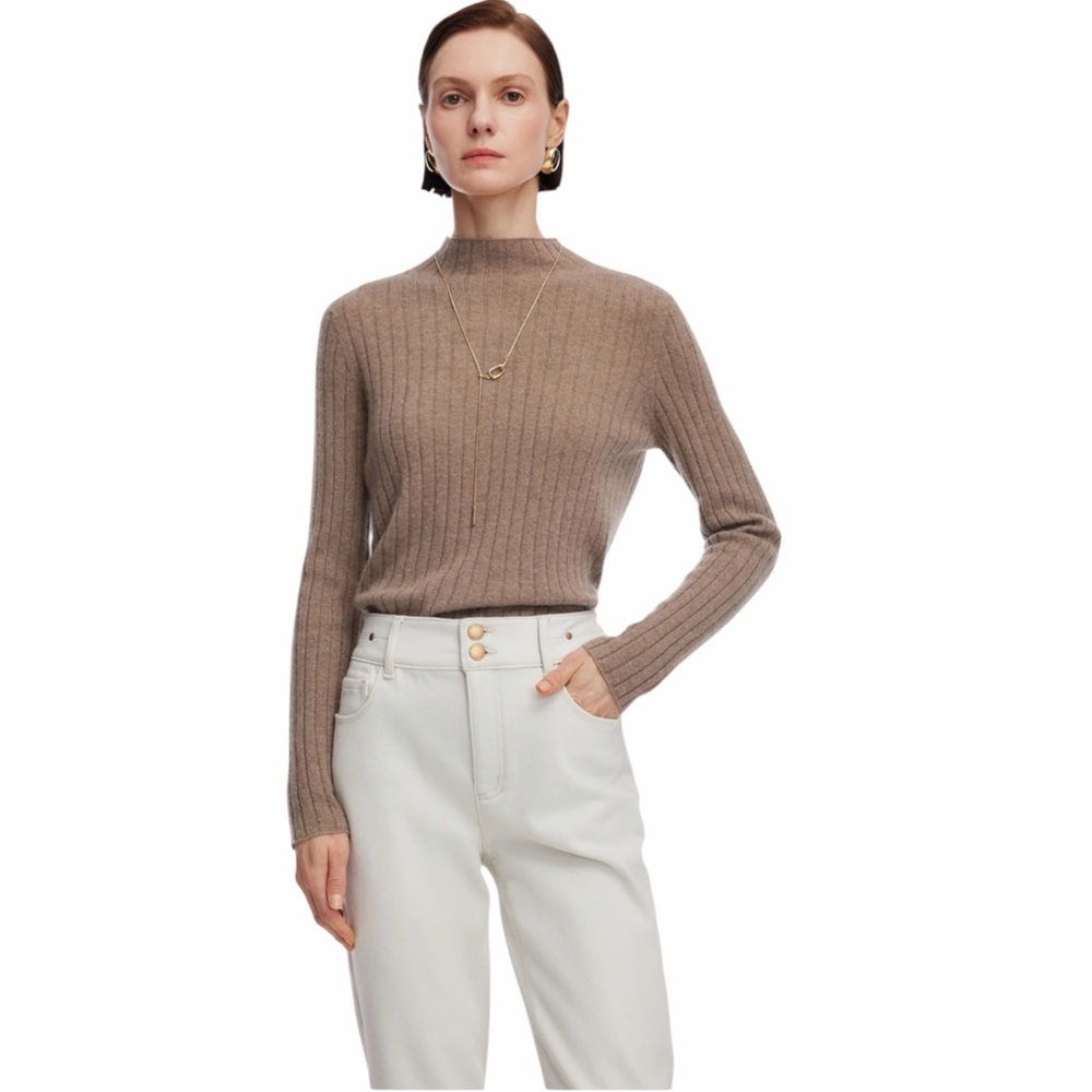 Goelia 1995 100% Cashmere Seamless Mock Neck Women Sweater Size XS/ US 2